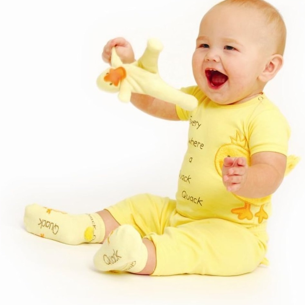 Mud Pie Yellow Baby Top with Duckling Theme